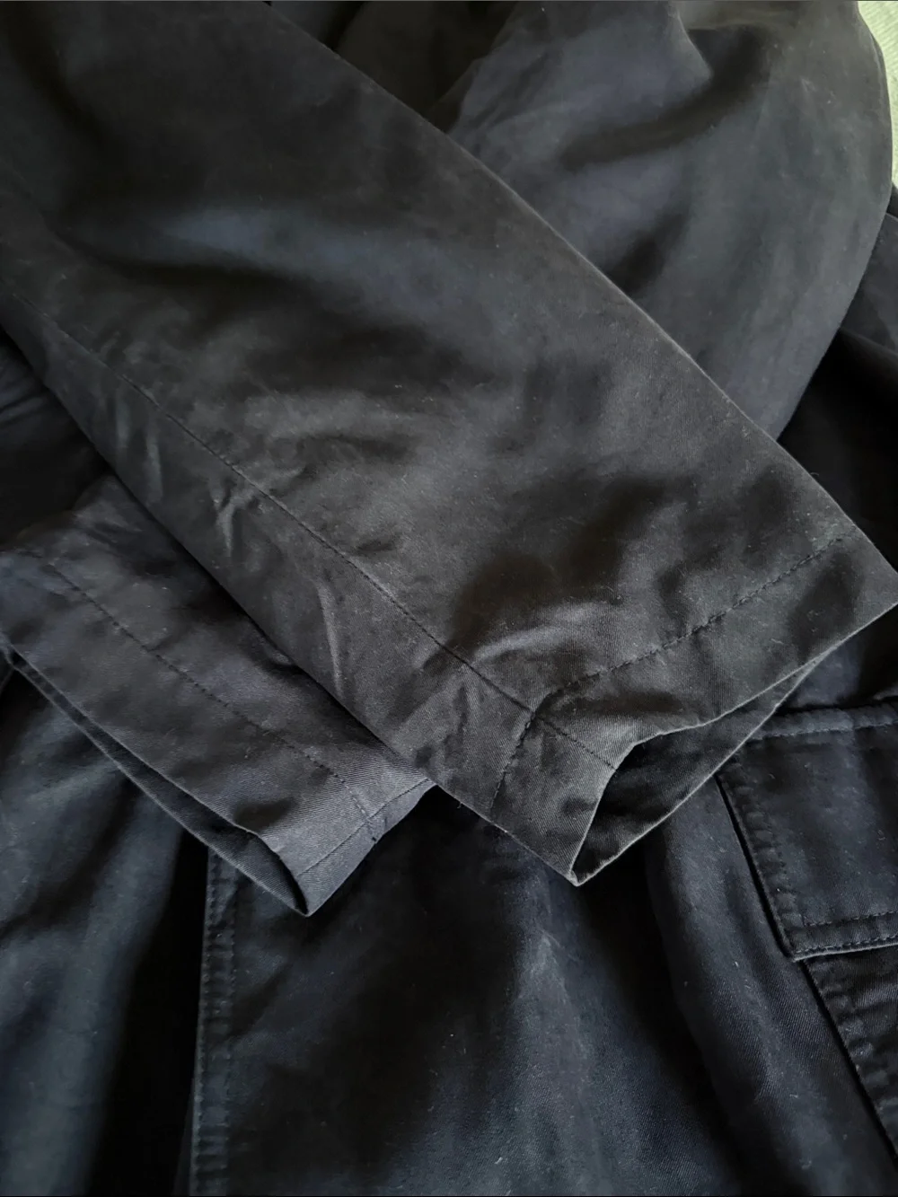 Jones New York Dark Navy Double-Breasted Trench Coat